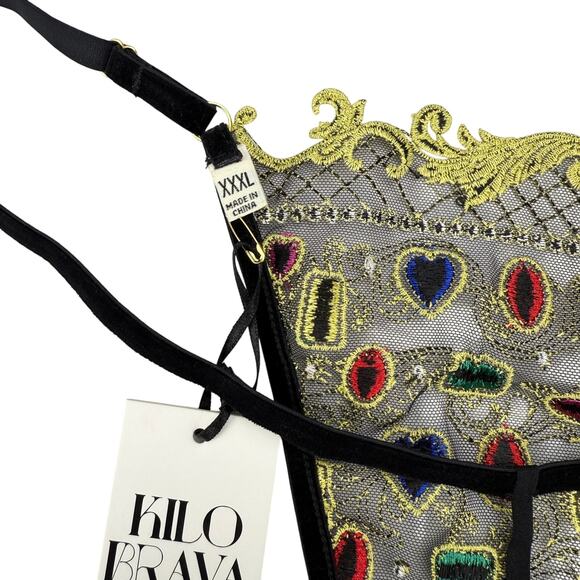 NWT KILO BRAVA Jewels & Pearls Embroidered G-String Sz XXXL - Picture 6 of 7